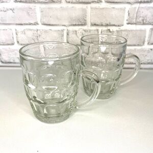 Vintage Classic Dimpled Thumbprint Traditional Beer Mugs Set of 2